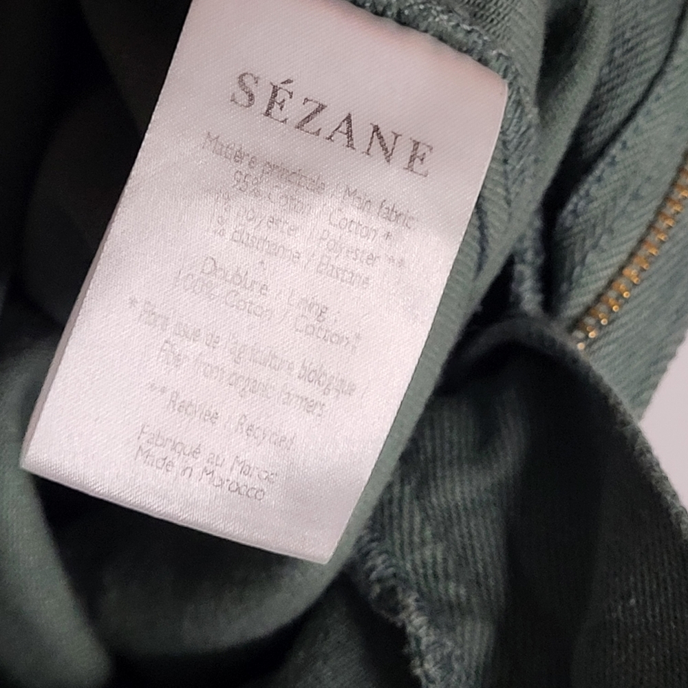 Sézane Paris Austin Cargo Green Paperbag Cut High Waisted Pant EU 44 / US 12 - Picture 15 of 16